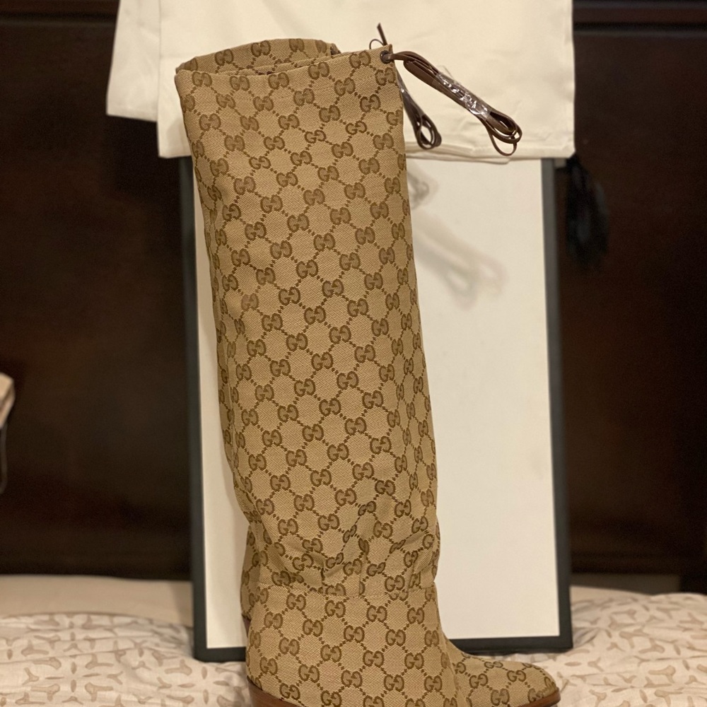 Gucci GG Canvas Knee High Boots - Picture 5 of 9